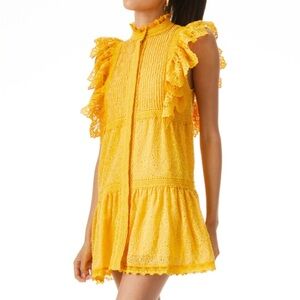 Alice + Olivia lace yellow dress 10